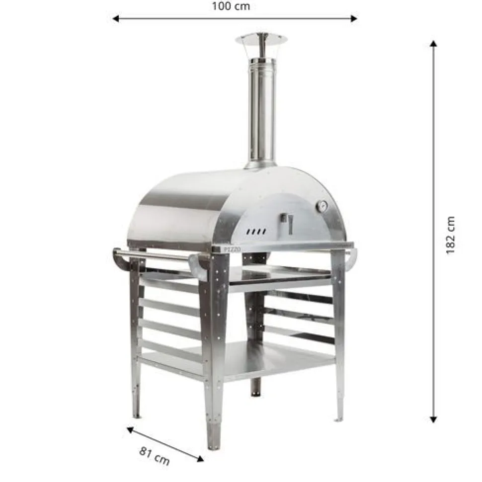 Pizzauuni GrillSymbol Pizzo Inox, jalustalla, 100x81x182cm