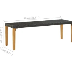 Polyrottinkinen musta puutarhapenkki 80 cm