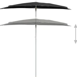 Puoliaurinkovarjo tangolla 180x90 cm musta