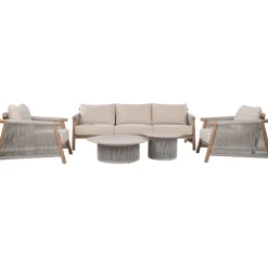 Puutarhakalustesetti Home4You DIANA sohva, 2 nojatuolia ja 2 pöytää, beige