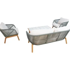 Puutarhakalustesetti Home4You TUXEDO pöytä, sohva ja 2 tuolia, vihreä