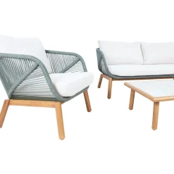 Puutarhakalustesetti Home4You TUXEDO pöytä, sohva ja 2 tuolia, vihreä