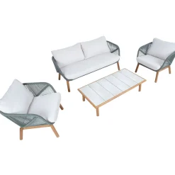 Puutarhakalustesetti Home4You TUXEDO pöytä, sohva ja 2 tuolia, vihreä