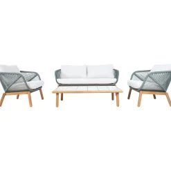 Puutarhakalustesetti Home4You TUXEDO pöytä, sohva ja 2 tuolia, vihreä