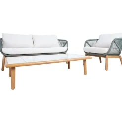 Puutarhakalustesetti Home4You TUXEDO pöytä, sohva ja 2 tuolia, vihreä