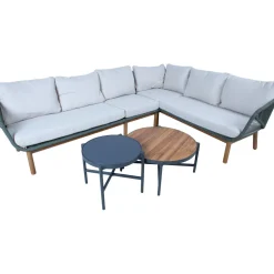 Puutarhakalustesetti Home4You TUXEDO kulmasohva ja 2 pöytää, vihreä