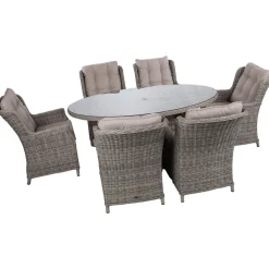 Puutarhakalustesetti Home4You TRENTO pöytä ja 6 tuolia, harmaa