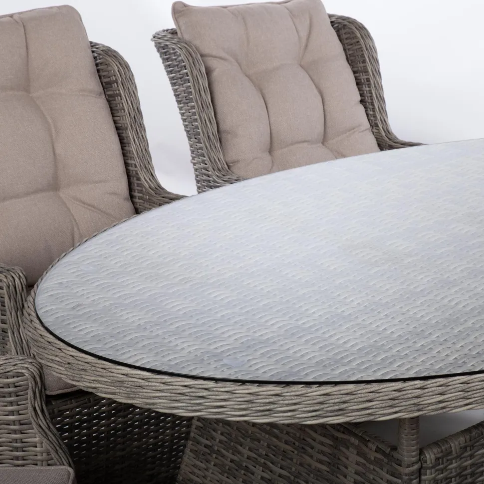 Puutarhakalustesetti Home4You TRENTO pöytä ja 6 tuolia, harmaa