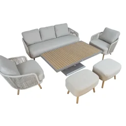 Puutarhakalustesetti Home4You MALISE 6-osainen, beige