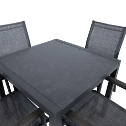 Puutarhakalustesetti Home4You DELGADO pöytä ja 4 tuolia, harmaa