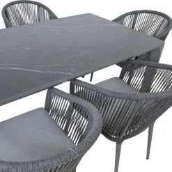 Puutarhakalustesetti Home4You CARVES pöytä ja 6 tuolia, harmaa