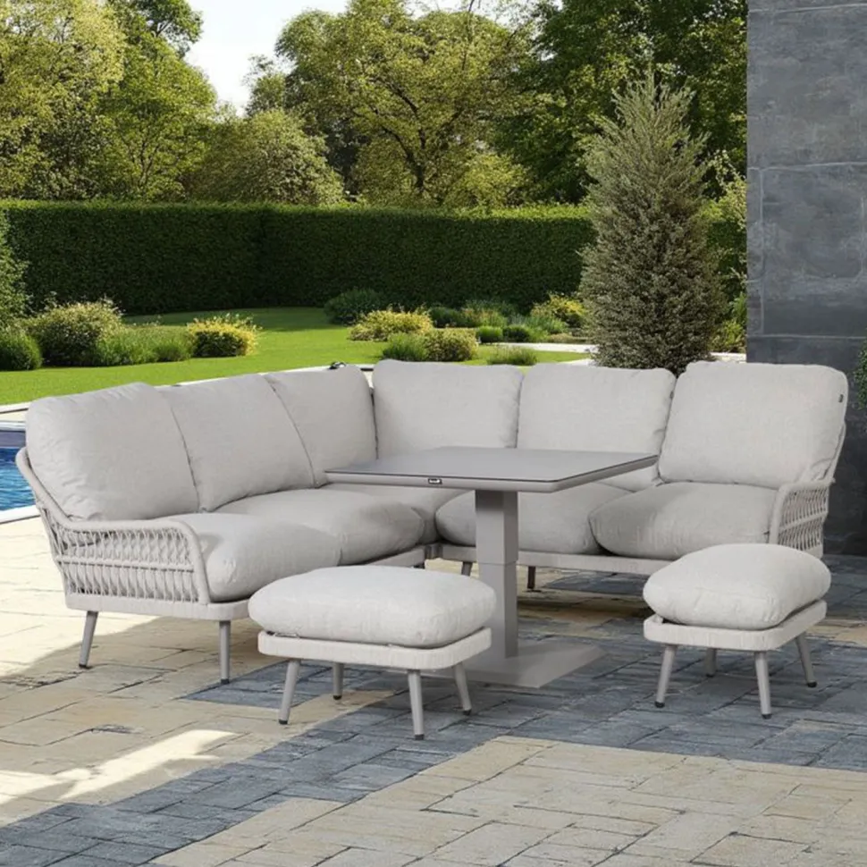 Puutarhakalustesetti Home4You MARENDA 4-osainen, harmaa/beige