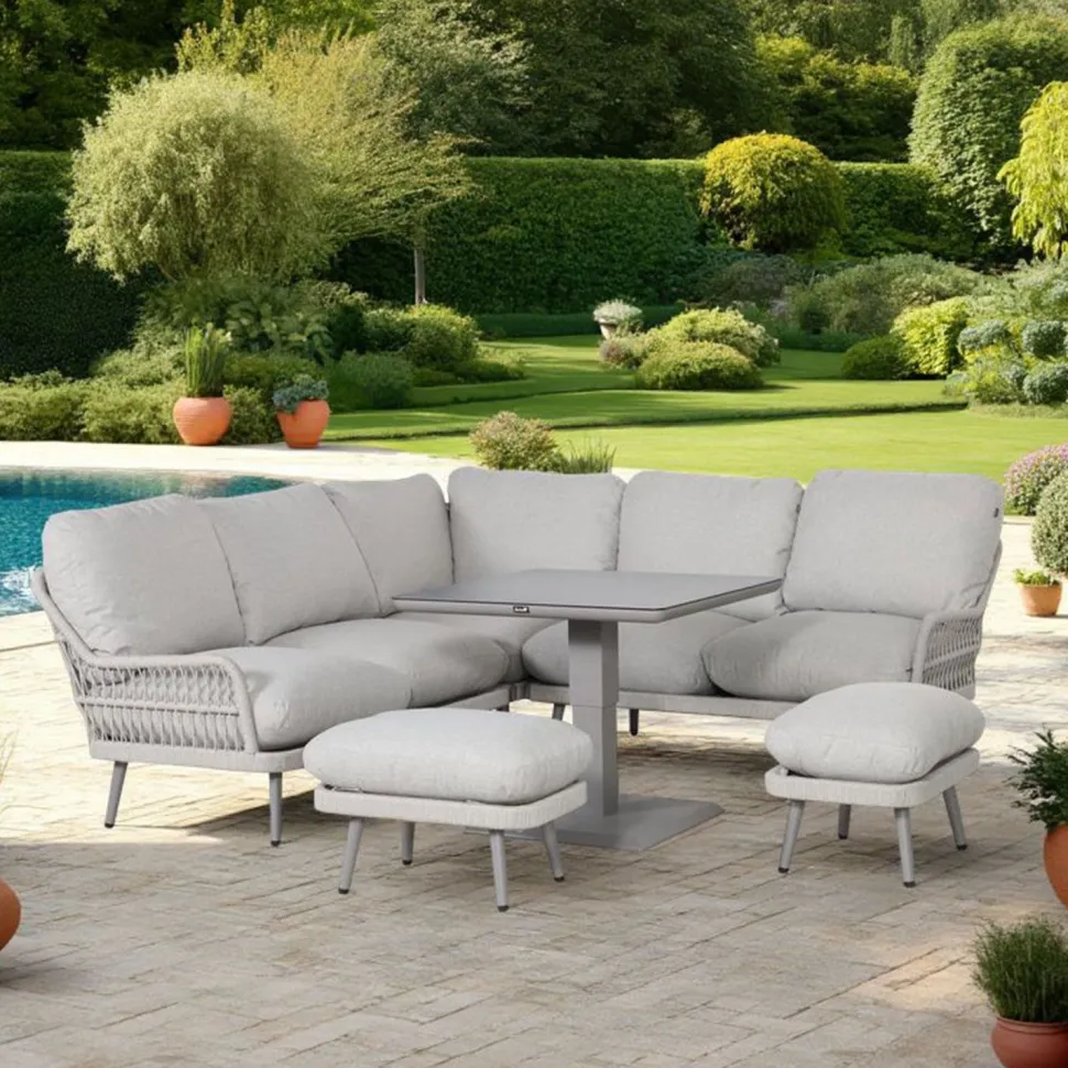 Puutarhakalustesetti Home4You MARENDA 4-osainen, harmaa/beige