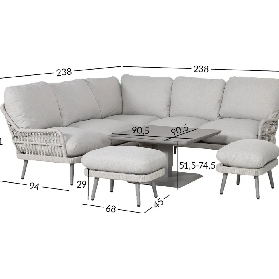 Puutarhakalustesetti Home4You MARENDA 4-osainen, harmaa/beige