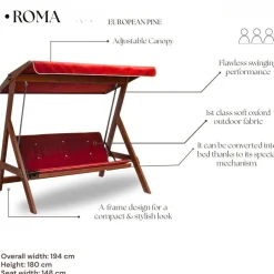 Puutarhakeinu Linento Garden Roma, 3-istuttava, laivastonsininen