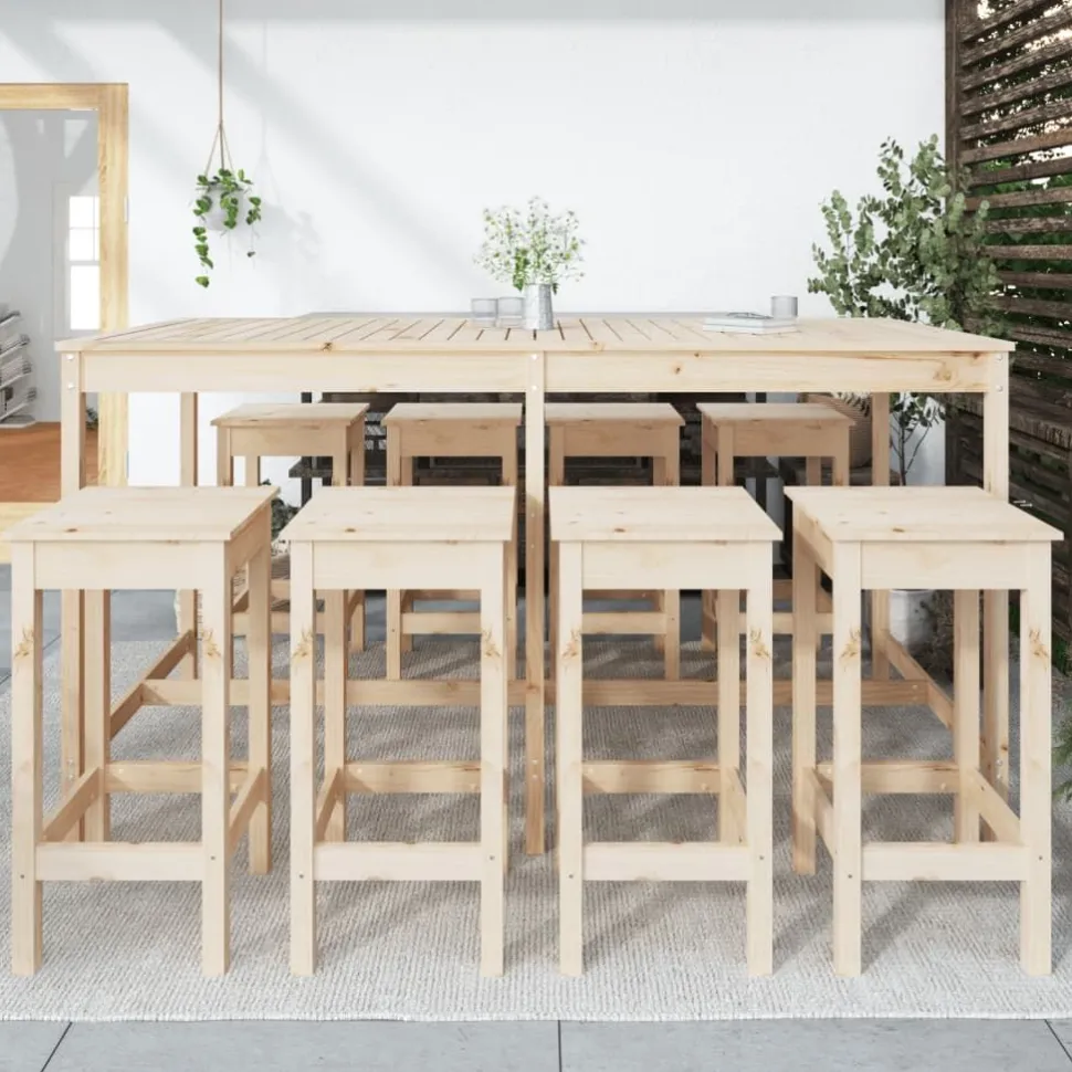Puutarhan bistrosarja 9-osainen valkoinen täysi mänty (54766)