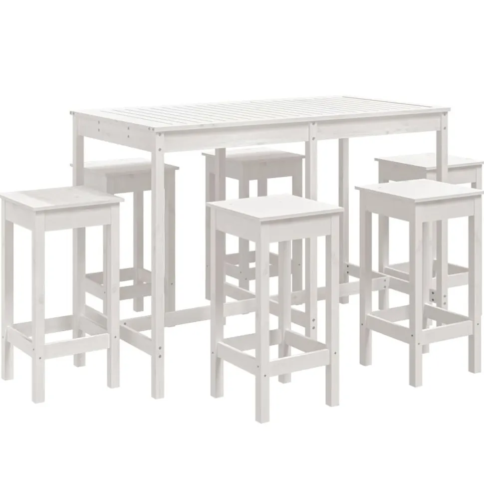 Puutarhan bistrosarja 7-osainen valkoinen täysi mänty (54756)