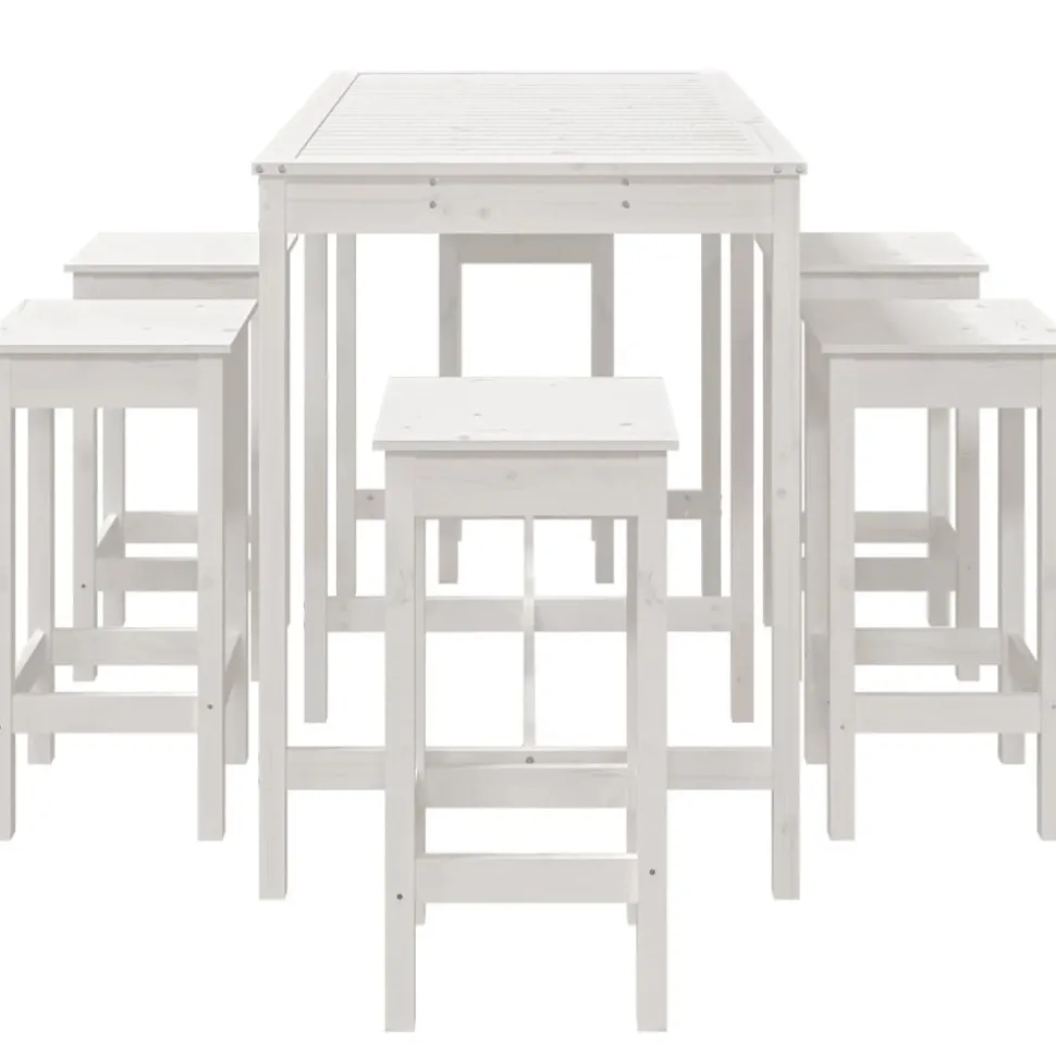Puutarhan bistrosarja 7-osainen valkoinen täysi mänty (54756)
