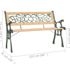 Puutarhapenkki 116 cm valurauta ja, kuusi