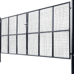 Puutarhaportti galvanoitu teräsverkko 400x200cm harmaa