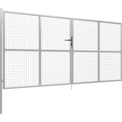 Puutarhaportti galvanoitu teräs 415x200cm hopea
