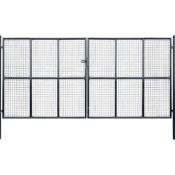 Puutarhaportti galvanoitu teräsverkko 400x175cm harmaa