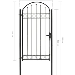 Puutarhaportti kaareva teräs 100x250cm musta