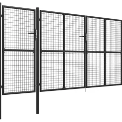 Puutarhaportti käyntiovella teräs 400x150cm antrasiitti