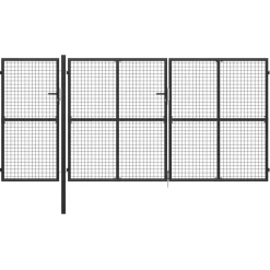 Puutarhaportti käyntiovella teräs 400x150cm antrasiitti