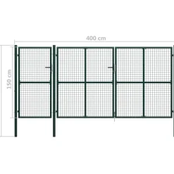 Puutarhaportti käyntiovella teräs 400x150cm vihreä