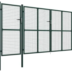 Puutarhaportti käyntiovella teräs 400x150cm vihreä
