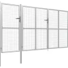 Puutarhaportti käyntiovella teräs 400x150cm hopea