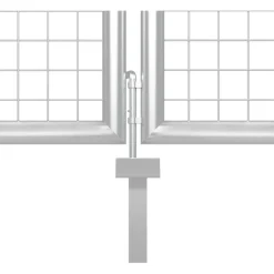 Puutarhaportti käyntiovella teräs 400x150cm hopea