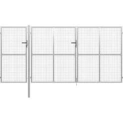 Puutarhaportti käyntiovella teräs 400x150cm hopea