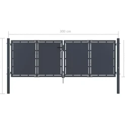 Puutarhaportti teräs 300x100cm umpinainen antrasiitti