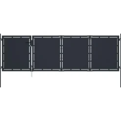 Puutarhaportti teräs 350x100cm umpinainen antrasiitti