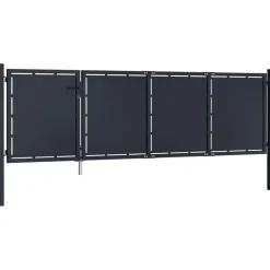 Puutarhaportti teräs 350x100cm umpinainen antrasiitti