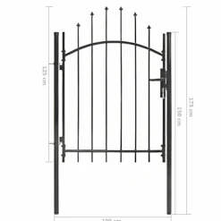 Puutarhaportti teräs 1x1.75m musta