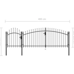 Puutarhaportti teräs 2x4m musta