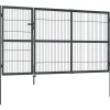 Puutarhaportti tolpilla teräs 350x140cm antrasiitti
