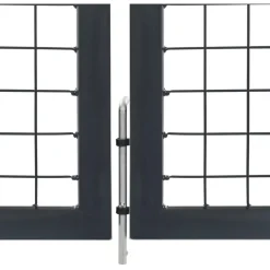 Puutarhaportti tolpilla teräs 350x140cm antrasiitti