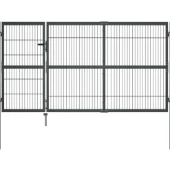 Puutarhaportti tolpilla teräs 350x140cm antrasiitti