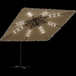 Puutarhavarjo LED-valot ja terästanko ruskea 246x246x230 cm (05086)