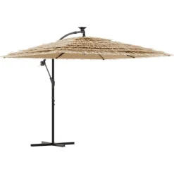 Puutarhavarjo LED-valot ja terästanko ruskea 246x246x230 cm (05086)