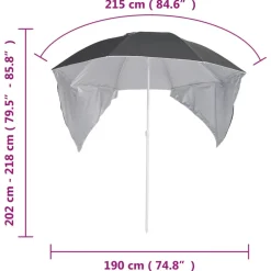 Rantavarjo sivuseinillä 215 cm antrasiitti