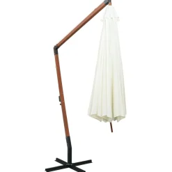 Riippuva päivänvarjo 350 cm puutanko valkoinen