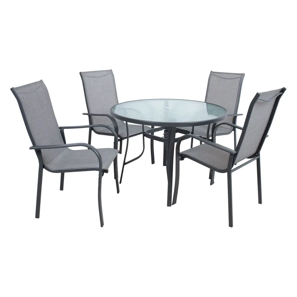 Ruokailuryhmä Home4You Everetø102cm + 4 tuolia, harmaa