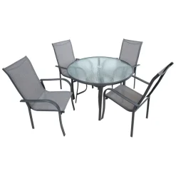 Ruokailuryhmä Home4You Everetø102cm + 4 tuolia, harmaa
