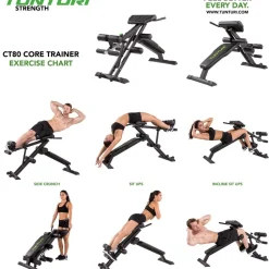 Selkä- ja vatsapenkki Tunturi CT80 Core Trainer kokoontaitettava max. 150 kg
