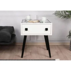 Shakkipöytä Linento Furniture Chesso, 50x50cm, musta/valkoinen